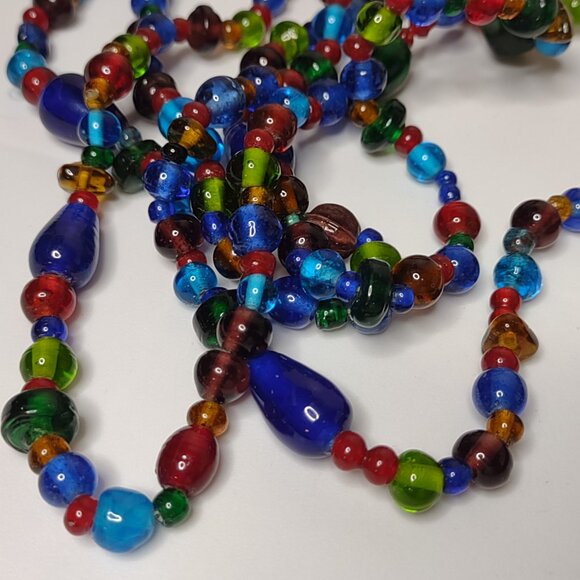 Very Long 57 Inch Colorful Glass Bead Lariat Necklace - Picture 8 of 12